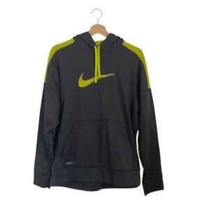 Nike Men's Black Hoodie with Lime Accents